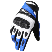 Gants de moto en cuir de chèvre MVPTOO — Bleu