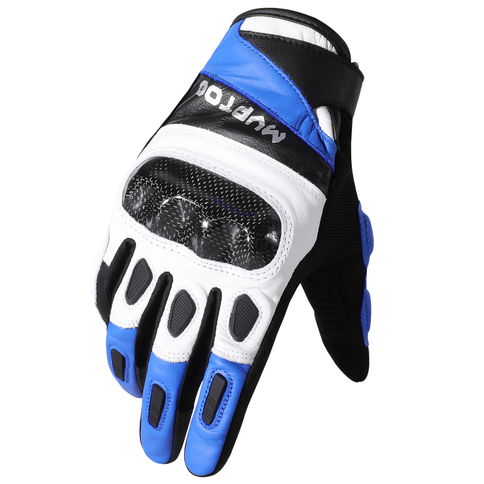 Gants de moto en cuir de chèvre MVPTOO — Bleu
