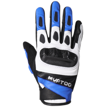 Gants de moto en cuir de chèvre MVPTOO — Bleu