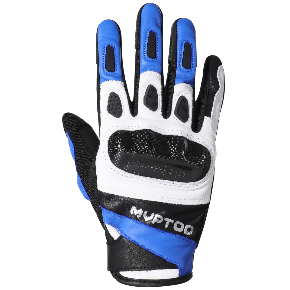 Gants de moto en cuir de chèvre MVPTOO — Bleu