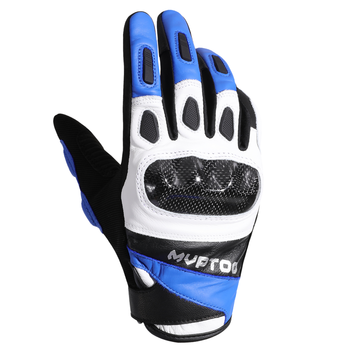 Gants de moto en cuir de chèvre MVPTOO — Bleu