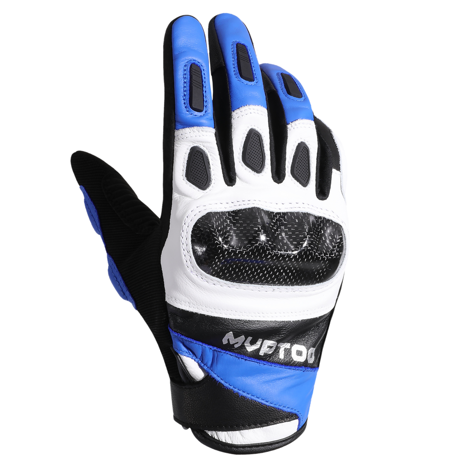 Gants de moto en cuir de chèvre MVPTOO — Bleu