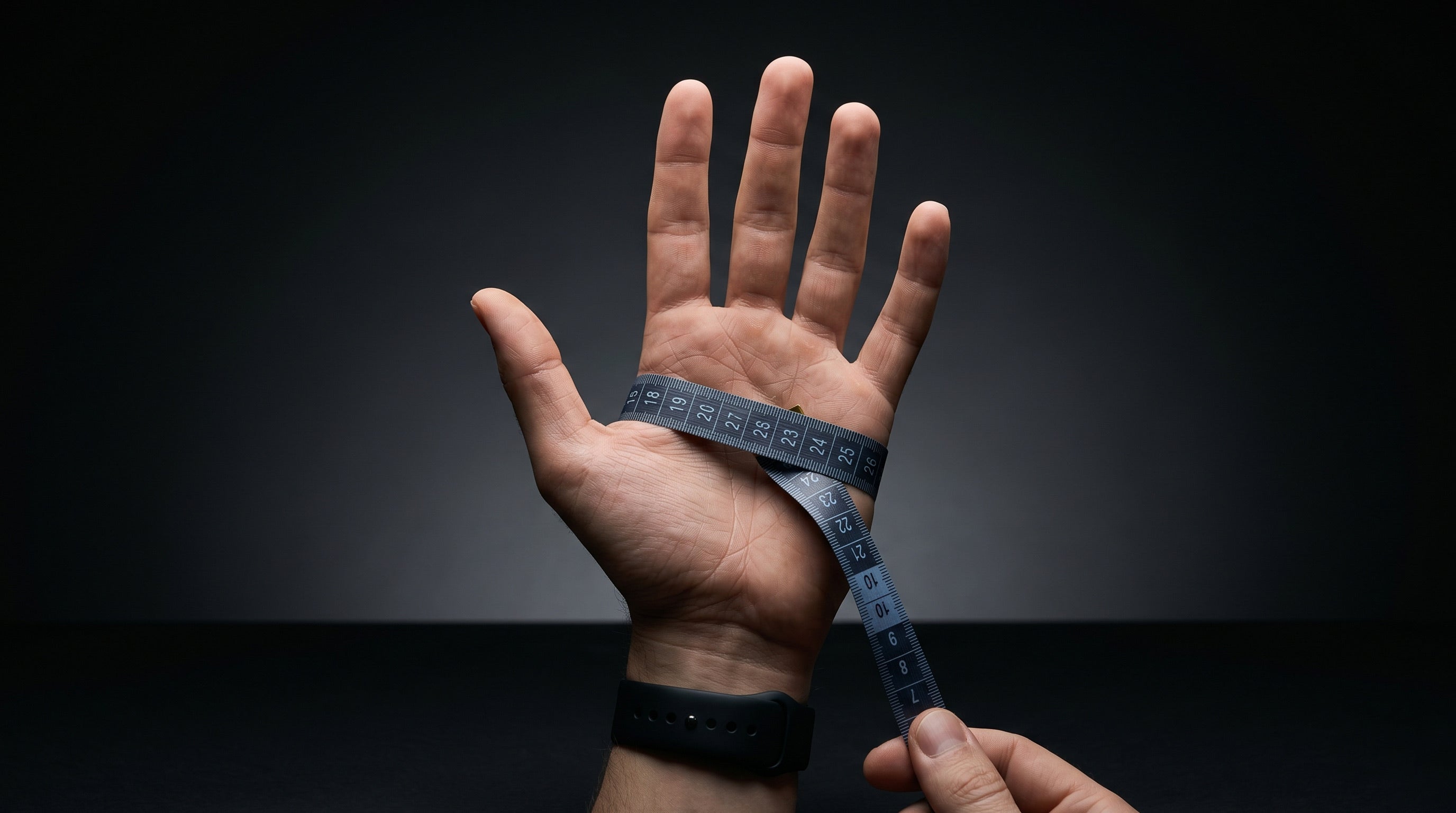 Palm circumference measurement for motorcycle glove sizing