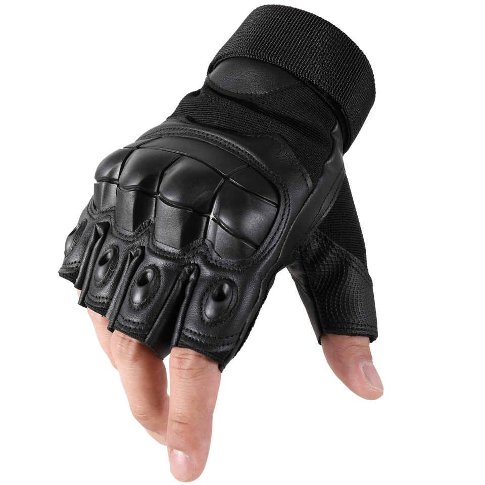 MVPTOO Fingerless Tactical Glove in black on a transparent studio background