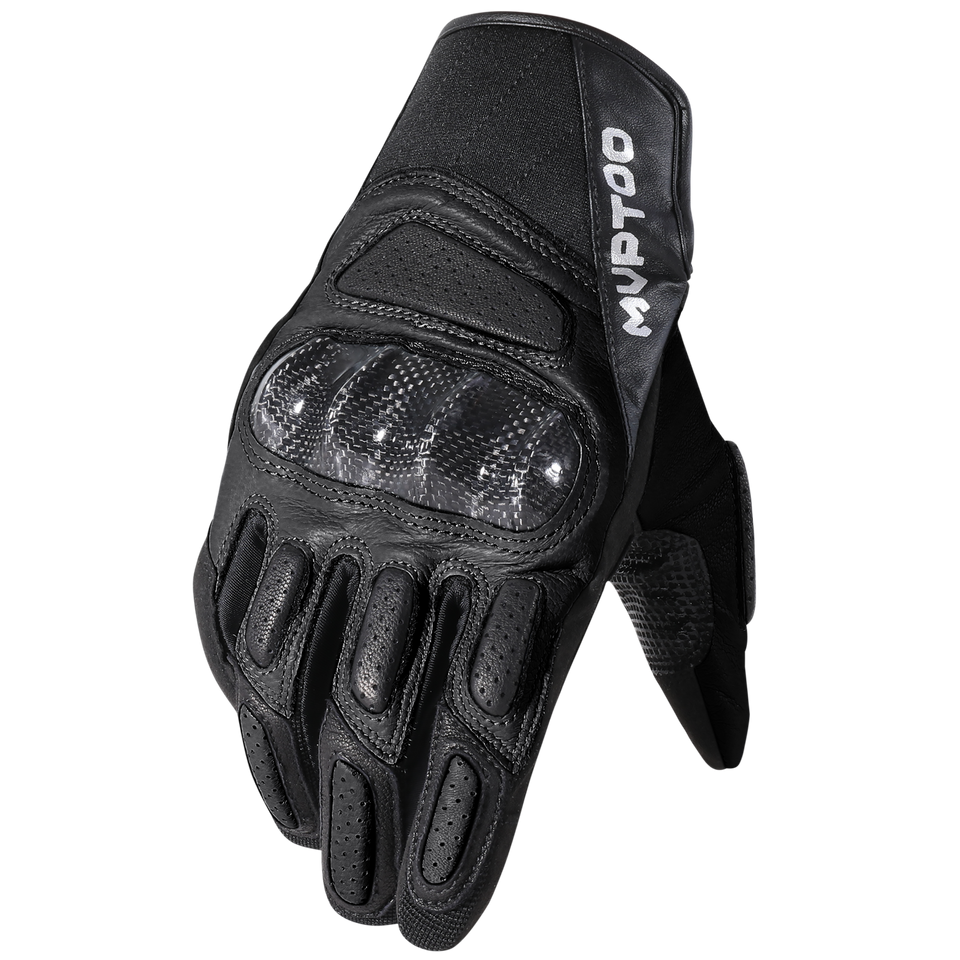 MVPTOO Goatskin Motocross Glove in black on a transparent studio background